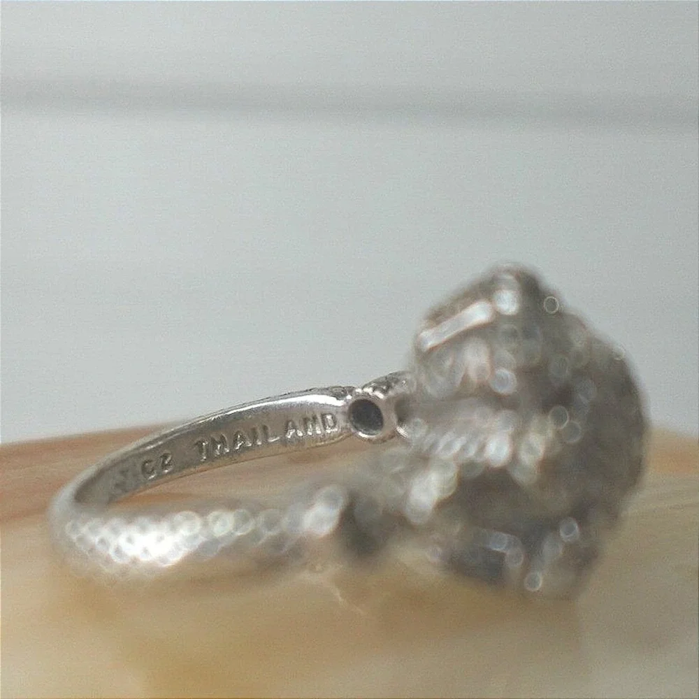Judith Ripka Sterling Silver 925 CZ Diamond Ring Size 7.75 Cluster Halo Jewelry